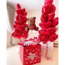 Коробочка с мишкой +50 сердец