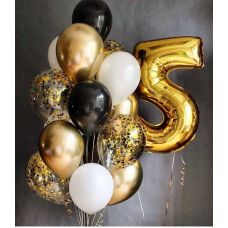 Гелиевая золотая композиция с цифрой 