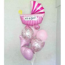 Воздушная связка шариков на выписку из роддома