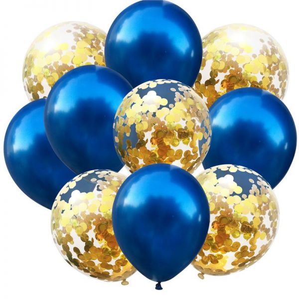 Воздушные шарики  золотисто-синие
